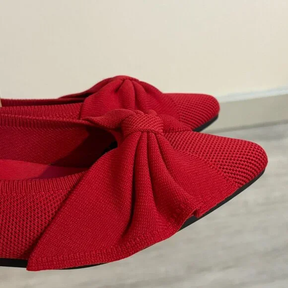 VIVAIA Red Embroidered Azura Bow Ballet Flats, Brand New with Box, Size 5 Womens - Picture 3 of 6